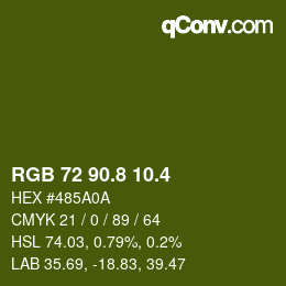 カラーコード: RGB 72 90.8 10.4 | qconv.com