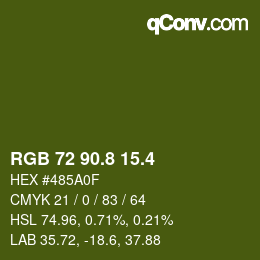カラーコード: RGB 72 90.8 15.4 | qconv.com