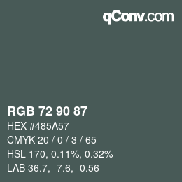 カラーコード: RGB 72 90 87 | qconv.com