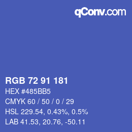 Color code: RGB 72 91 181 | qconv.com