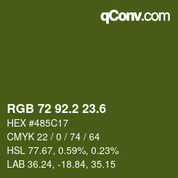 カラーコード: RGB 72 92.2 23.6 | qconv.com