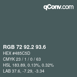 カラーコード: RGB 72 92.2 93.6 | qconv.com