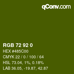 カラーコード: RGB 72 92 0 | qconv.com