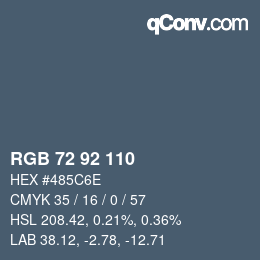 Color code: RGB 72 92 110 | qconv.com