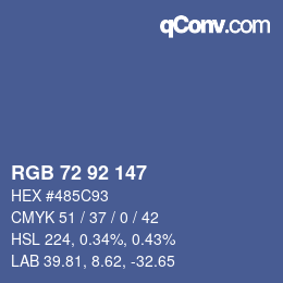 颜色代码: RGB 72 92 147 | qconv.com