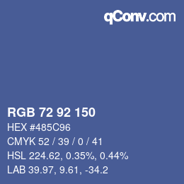 Color code: RGB 72 92 150 | qconv.com