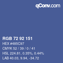 Color code: RGB 72 92 151 | qconv.com