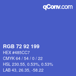 カラーコード: RGB 72 92 199 | qconv.com