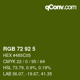 颜色代码: RGB 72 92 5 | qconv.com