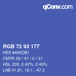 Color code: RGB 72 93 177 | qconv.com