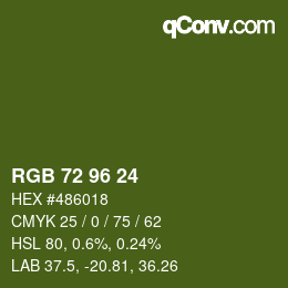 カラーコード: RGB 72 96 24 | qconv.com