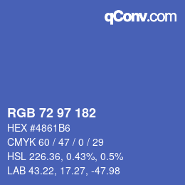 Color code: RGB 72 97 182 | qconv.com