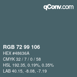 Farbcode: RGB 72 99 106 | qconv.com