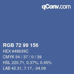 Código de color: RGB 72 99 156 | qconv.com