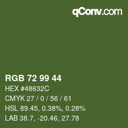 Farbcode: RGB 72 99 44 | qconv.com