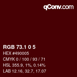 Color code: RGB 73.1 0 5 | qconv.com