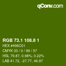 カラーコード: RGB 73.1 108.8 1 | qconv.com