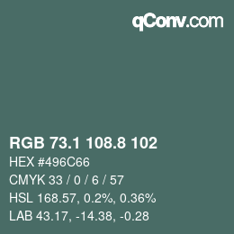Color code: RGB 73.1 108.8 102 | qconv.com