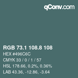 Color code: RGB 73.1 108.8 108 | qconv.com
