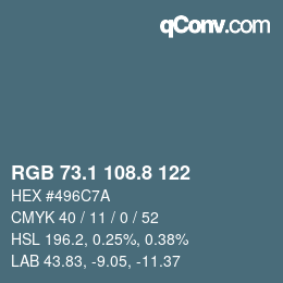 Color code: RGB 73.1 108.8 122 | qconv.com