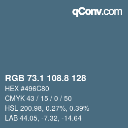 Color code: RGB 73.1 108.8 128 | qconv.com