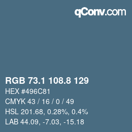 カラーコード: RGB 73.1 108.8 129 | qconv.com