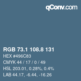 Color code: RGB 73.1 108.8 131 | qconv.com