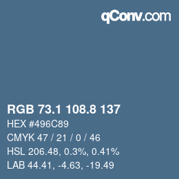 Color code: RGB 73.1 108.8 137 | qconv.com