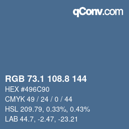 Color code: RGB 73.1 108.8 144 | qconv.com