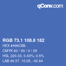 カラーコード: RGB 73.1 108.8 182 | qconv.com