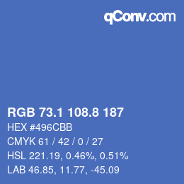 カラーコード: RGB 73.1 108.8 187 | qconv.com
