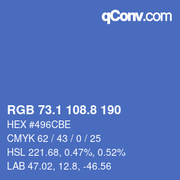 カラーコード: RGB 73.1 108.8 190 | qconv.com
