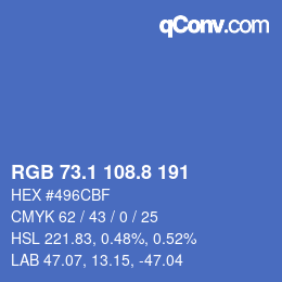 カラーコード: RGB 73.1 108.8 191 | qconv.com