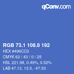 カラーコード: RGB 73.1 108.8 192 | qconv.com