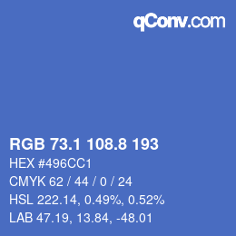 カラーコード: RGB 73.1 108.8 193 | qconv.com
