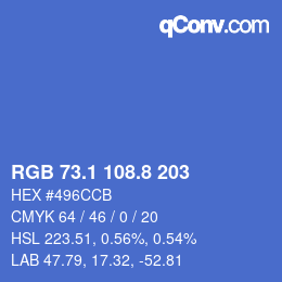 カラーコード: RGB 73.1 108.8 203 | qconv.com