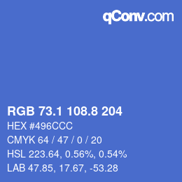 Color code: RGB 73.1 108.8 204 | qconv.com