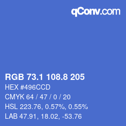 カラーコード: RGB 73.1 108.8 205 | qconv.com