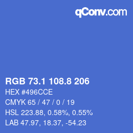 Color code: RGB 73.1 108.8 206 | qconv.com