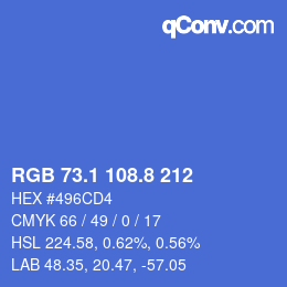 カラーコード: RGB 73.1 108.8 212 | qconv.com