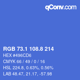 カラーコード: RGB 73.1 108.8 214 | qconv.com