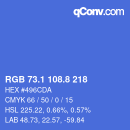 カラーコード: RGB 73.1 108.8 218 | qconv.com