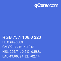 カラーコード: RGB 73.1 108.8 223 | qconv.com