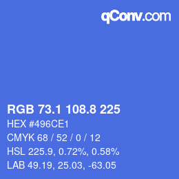カラーコード: RGB 73.1 108.8 225 | qconv.com