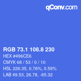 カラーコード: RGB 73.1 108.8 230 | qconv.com