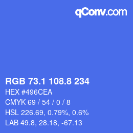 カラーコード: RGB 73.1 108.8 234 | qconv.com