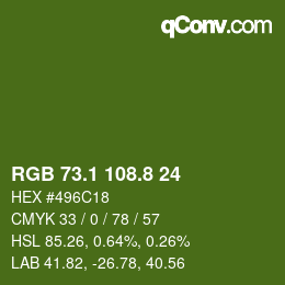 カラーコード: RGB 73.1 108.8 24 | qconv.com
