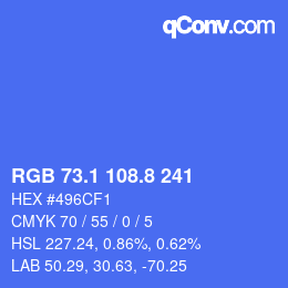 カラーコード: RGB 73.1 108.8 241 | qconv.com