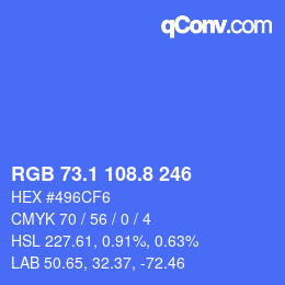 カラーコード: RGB 73.1 108.8 246 | qconv.com