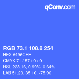 カラーコード: RGB 73.1 108.8 254 | qconv.com